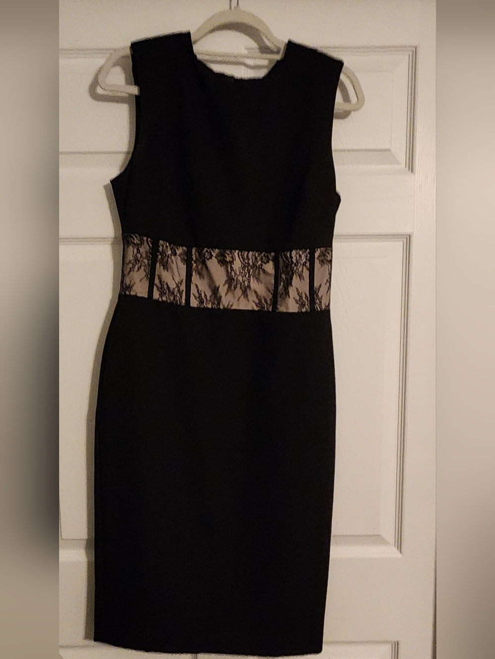 White House Black Market Black Midi Dress with Lace Waist